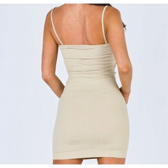 Princess Polly Samantha Mini Dress Beige Size L/XL - Picture 3 of 10